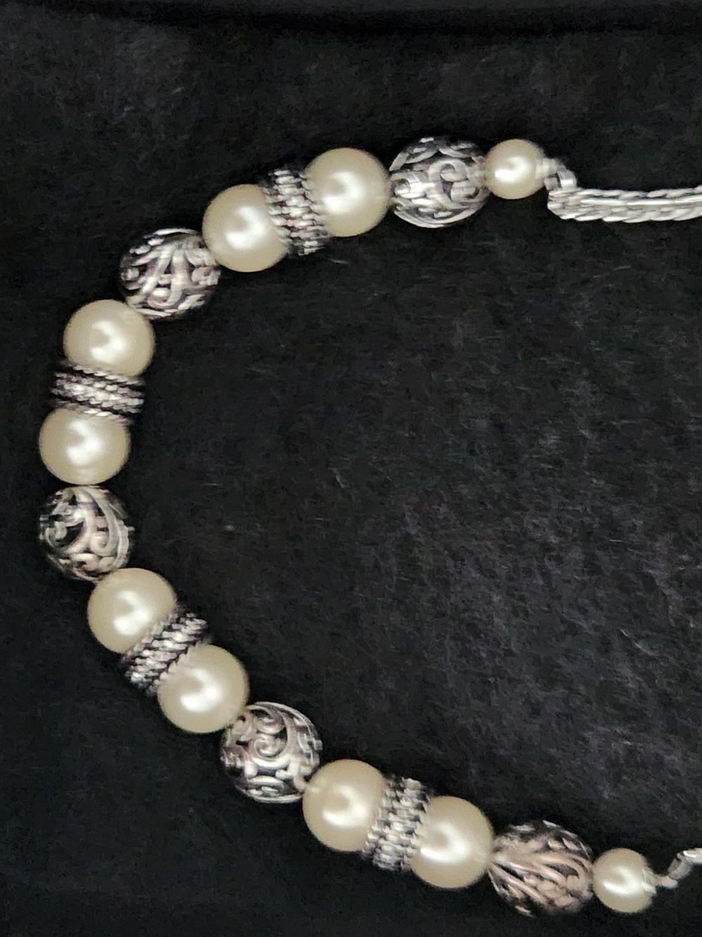 Sterling Silver & Cream Pearl Scroll And Vine Necklace - Elegant Women's Jewelry